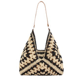 Stylish Straw Beach Bag for Women, Large Hand-Woven Purse with Vintage Top Handle, Wicker Handbag for Vacation, Outdoor, Holiday, Work, Everyday (Style4)